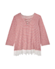 Marissa 3/4 Sleeve Cut Out Top with Lace Hem - thumbnail