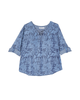 Lainey 3/4 Sleeve Lace Up Neck Woven Printed Blouse - thumbnail