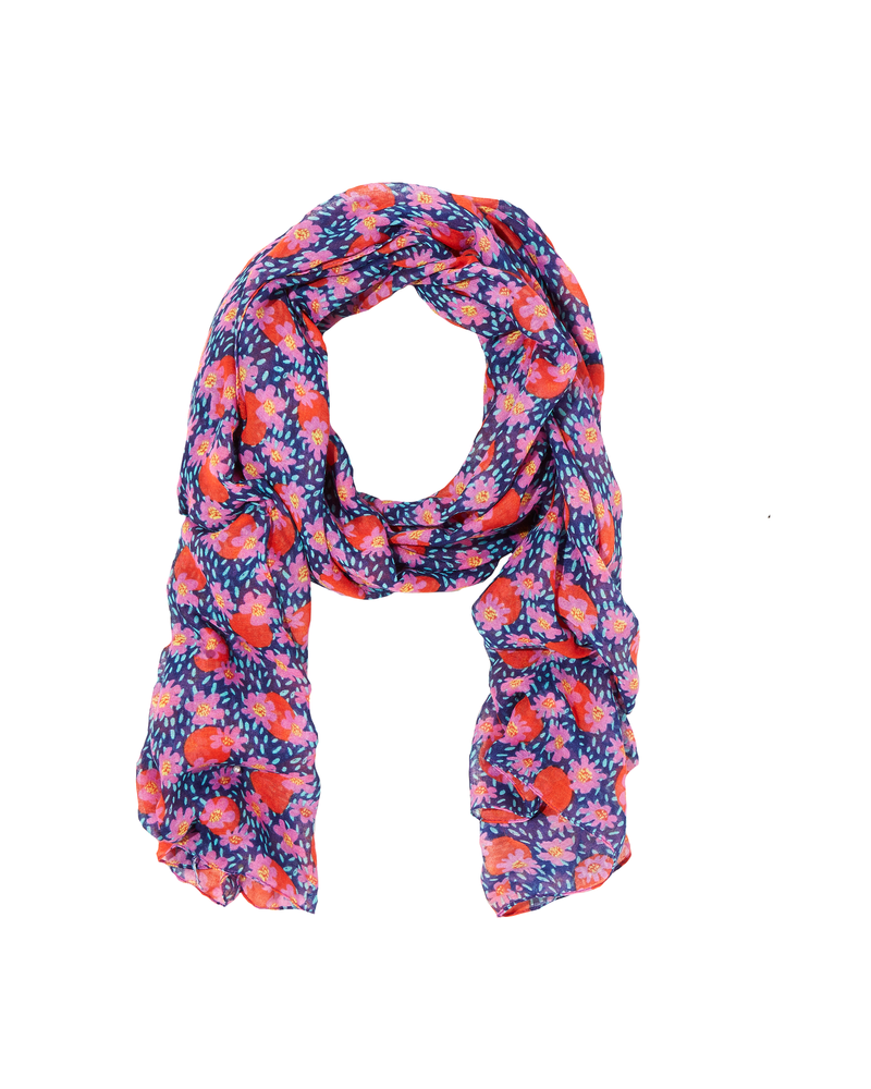 Aral Floral Scarf | Navy / Red