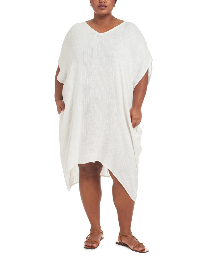 Plus size model wearing Annie Slub Gauze Tunic by Pari Passu | Dia&Co | dia_product_style_image_id:206524
