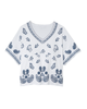 Isabelle Cotton Puff Print Knit Top - thumbnail