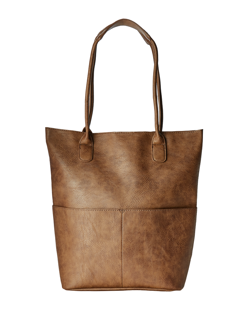 Kels North South Vegan Leather Tote Bag | Brown