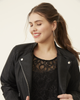 Ramona Faux-Leather Cropped Moto Jacket - thumbnail