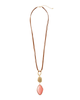 Ginger Faux Leather Trim Pendant Necklace - thumbnail