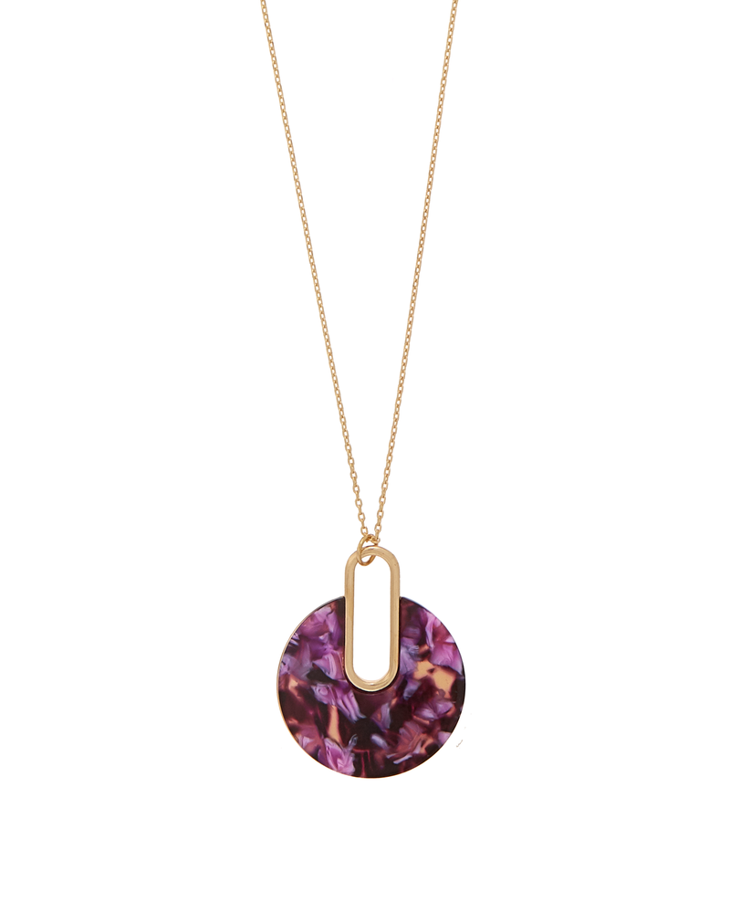 Elmhurst Resin Pendant Necklace | Gold / Purple