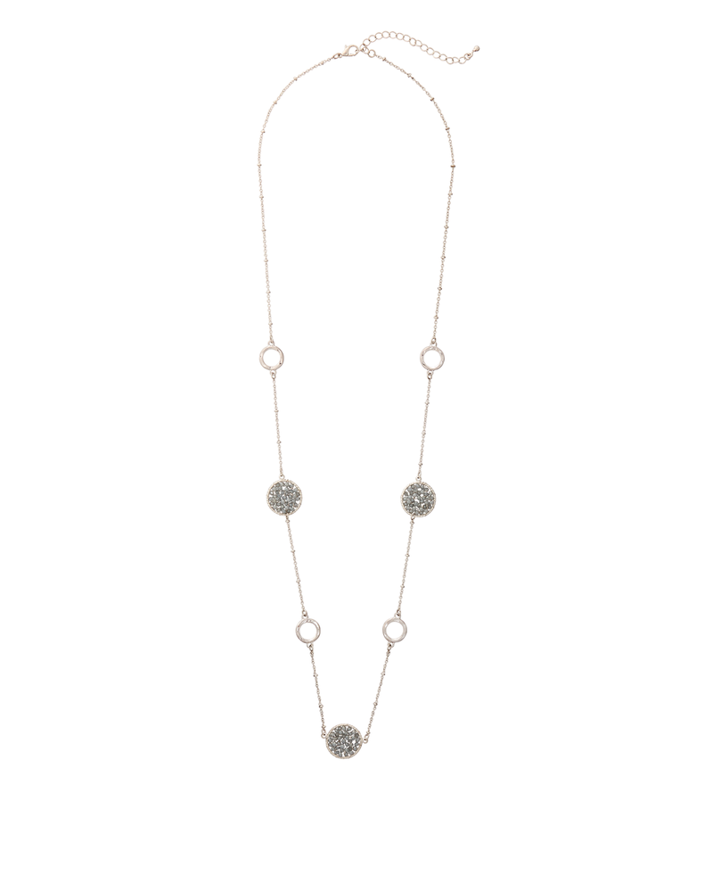 Huron Beaded Circle Necklace | Silver / Light Grey