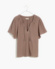 Pointelle Tie-Neck Tunic Top - thumbnail