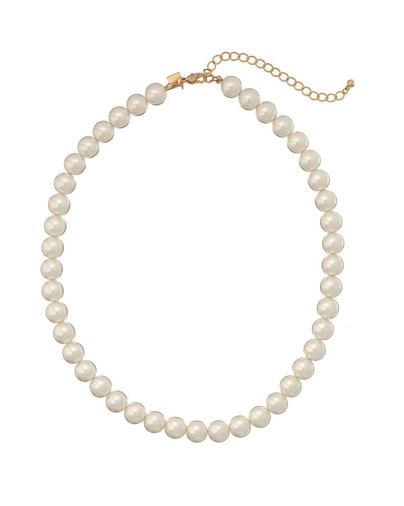 Classic Glass Pearl Necklace | Gold / White