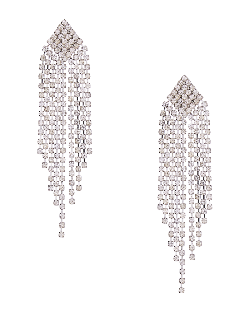 Anastasia Linear Drop Studded Earrings | Silver